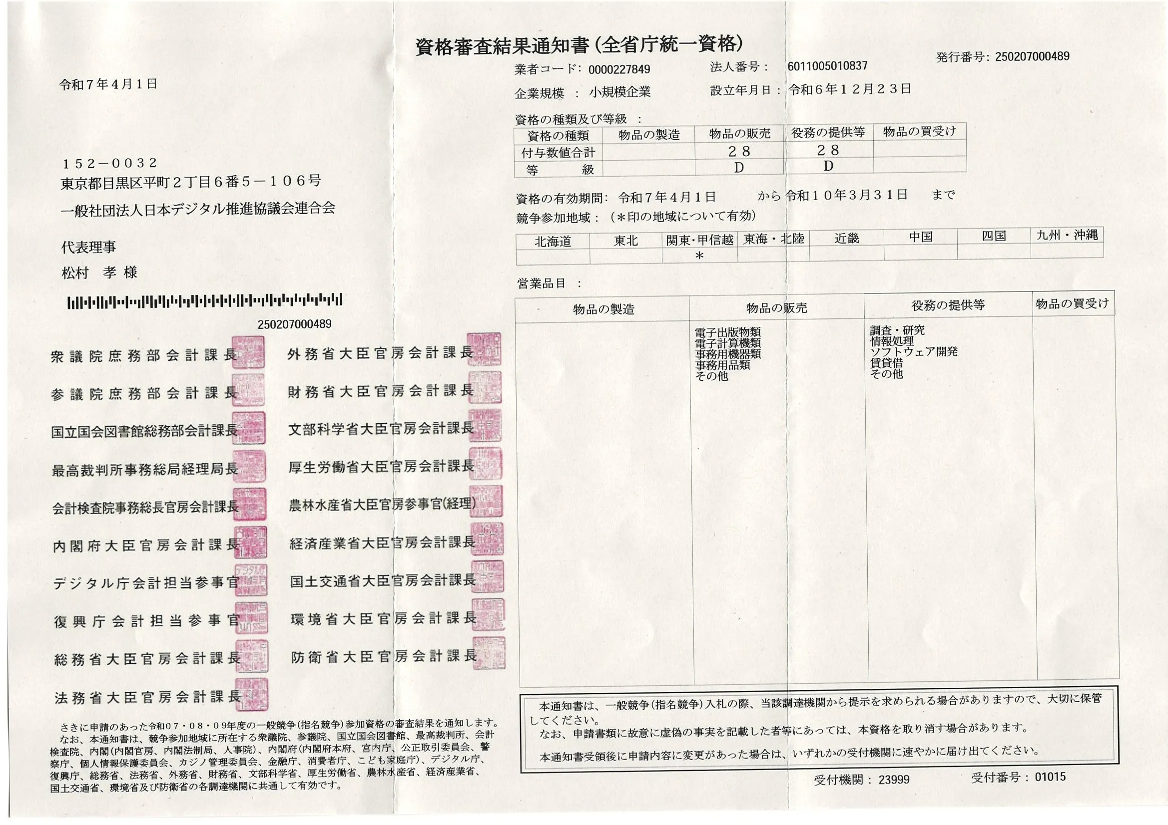全省庁統一資格証明書